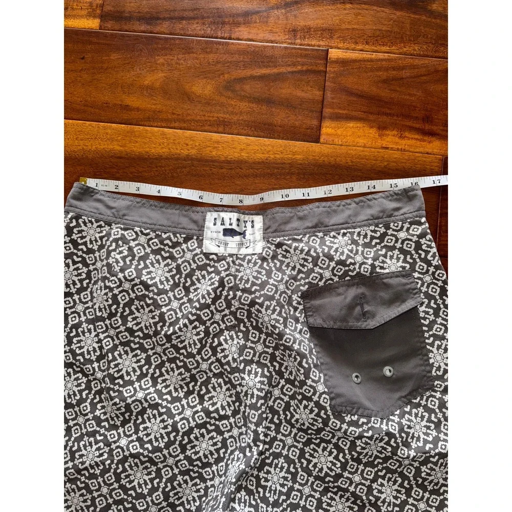 Salty's Mens Board Shorts Size‎ 32 Gray White Geometric Print Pockets